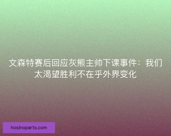 文森特赛后回应灰熊主帅下课事件：我们太渴望胜利不在乎外界变化