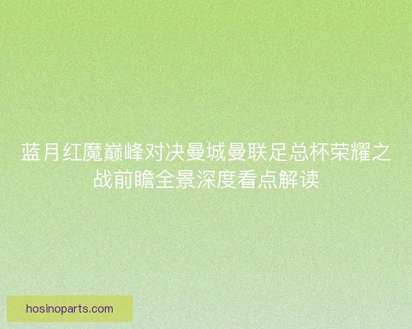 蓝月红魔巅峰对决曼城曼联足总杯荣耀之战前瞻全景深度看点解读